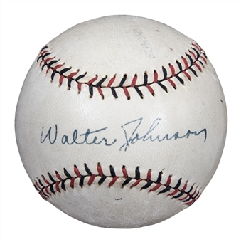 Worlds Finest Walter Johnson Single Signed Official League Baseball (JSA)